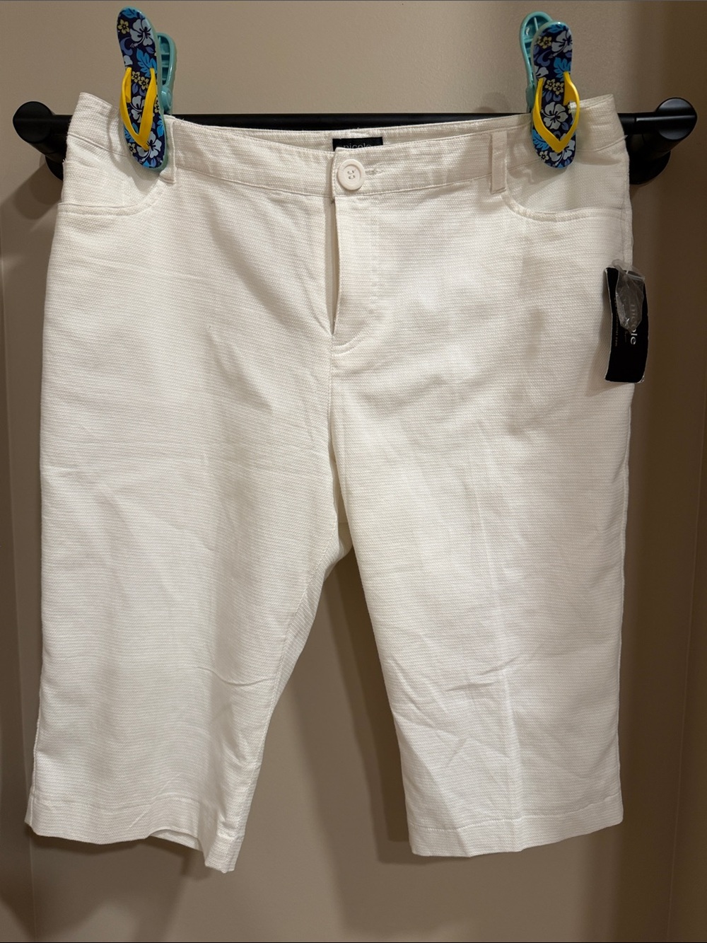 Nicole Cream Textured Short with Clean Waistband